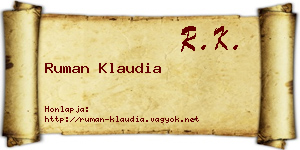Ruman Klaudia névjegykártya